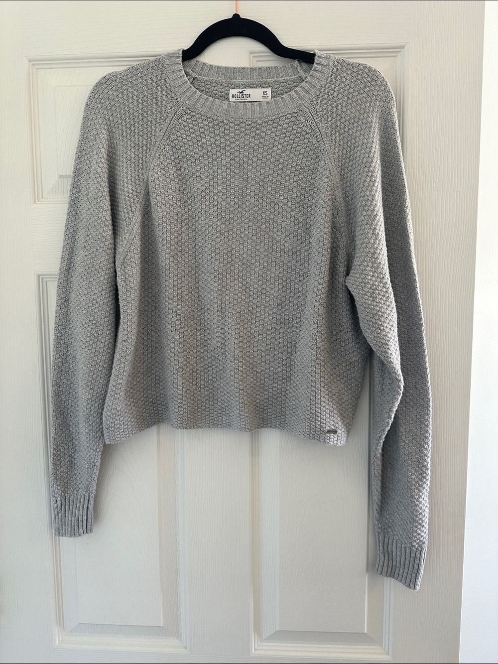 Hollister Light Gray Textured Crewneck Sweater